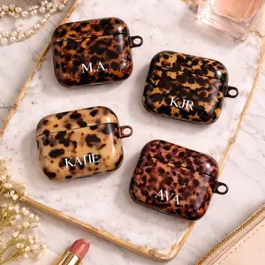 Name Custom Tortoise Shell Airpods Case Monogram Personalized Custom Initials For Airpods Gen 1 2 3 4, Shockproof Durable Airpod Case Gift