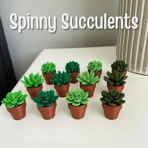 3pcs 3D Printed Fidget Plants Soothing Spin to Work Anxiety | Funny Desk Ornament, Thoughtful Office Gift for Fidget Fans, Focus Aid, Desk Accessory, Playful Design, Unique Fidget, Durable Plastic, Handcrafted Feel, Spinning Plant