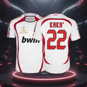 06 07 Away White And Red 22# Kaka Short Sleeve Retro Soccer Jersey Fans Version