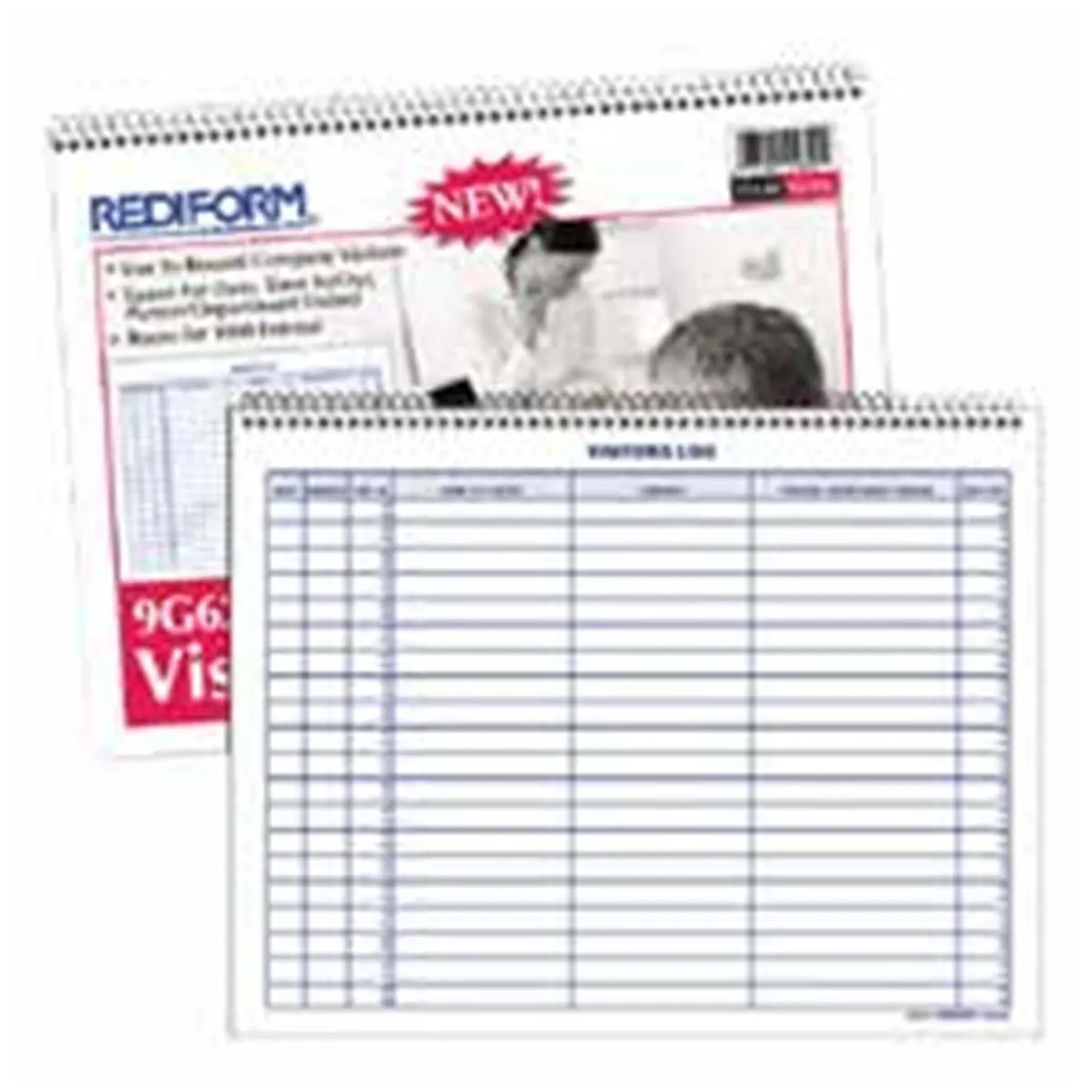 Rediform Office Visitor Log Book - Flexible Cover, Spiral Binding, 1000 Entries, 50 Pages, 11in x 8.5in White Recycled Paper, Tracks Names, Dates, Departments, Persons Visited & Records