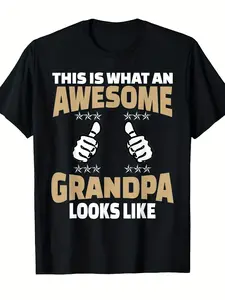 Fun Dad T-Shirt for Men - A perfect gift for first-time dads, printed with "This is the awesome dad" - Grandfather's Day gift - Comfortable and casual fit - Birthday/New Dad outfit - A must-have for new dads - Ever