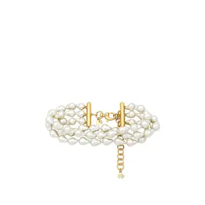 Lele Sadoughi Jackie Pearl Triple Row Choker in Pearl