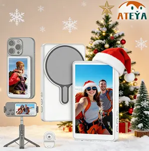 No WiFi Need | ATEYA Magnetic Selfie Monitor Screen | Supports All iPhones - Use Rear Camera for Vlogging Live Stream, 4K/1080P Wired/Wireless