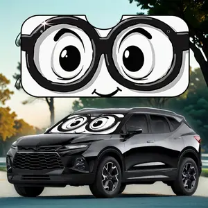 1 piece, a fun cartoon eye pattern car window sunshade with 4 suction cups, suitable for keeping SUVs and trucks cool and protecting them from the sun, Sunshade For Car Outside
