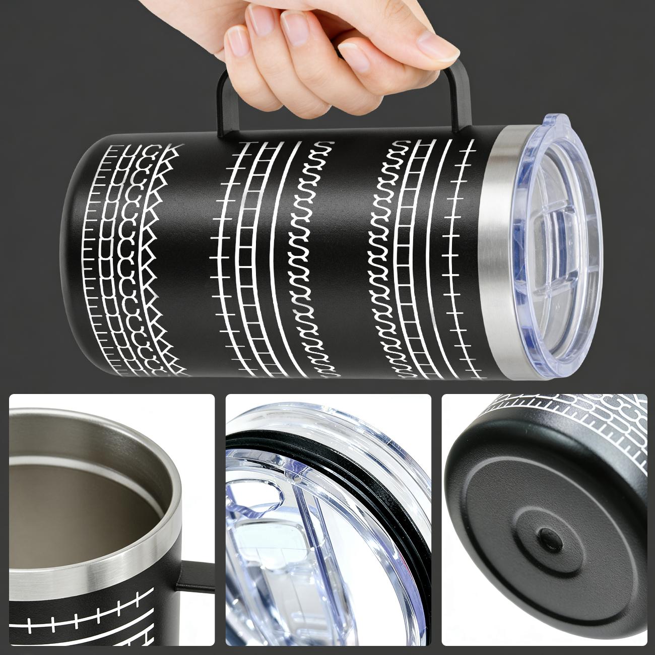 24 Oz Stainless Steel Hidden Message Funny Tumbler Cup with Handle Birthday Gifts for Women Men, Keep Cold, Hot & Ice, Flasks funny Tumbler Drinkware Tea Iced  , Sarcastic Design Coffee Cug for Coworkers & Work