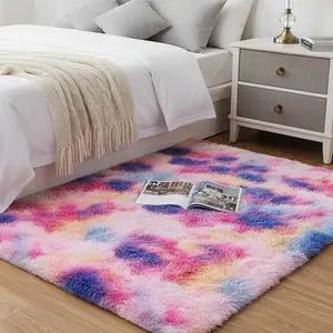 Vikama Nordic Zaband Gradient Silk Wool Rug, Long Pile Living Room Coffee Table Mat, Full Coverage Plush Bedroom Bedside Blanket, Home Carpet