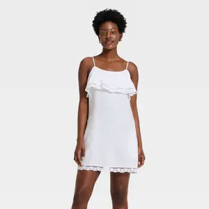 Women's Sleeveless Western Mini Sundress - Universal Thread White S