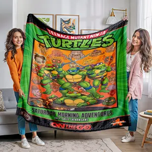 Teenage Mutant Ninja Turtles Retro Nostalgic Blanket, Classic Characters & Villains, Vibrant Colors, Soft & Skin-Friendly, Anime Fan Essential