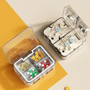 Pill Cutter - Pill Splitter & Crusher  supports cutting into 1/4, 1/3, and 1/2 portions Mini Portable Pill Organizer & Storage Case