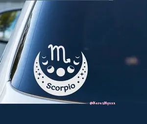 Scorpio Zodiac Decal for Car, Scorpio Sign Vinyl Decal, Moon Phase