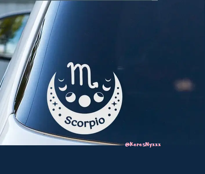 Scorpio Zodiac Decal for Car, Scorpio Sign Vinyl Decal, Moon Phase