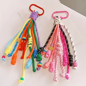 Vibrant Woven Rope Bag Pendant with Smiling Face Design, Charming, Fashionable and Joyful Bag Accessories, The Best Choice for Fashion. Colorful and Durable, Suitable for Both Men and Women