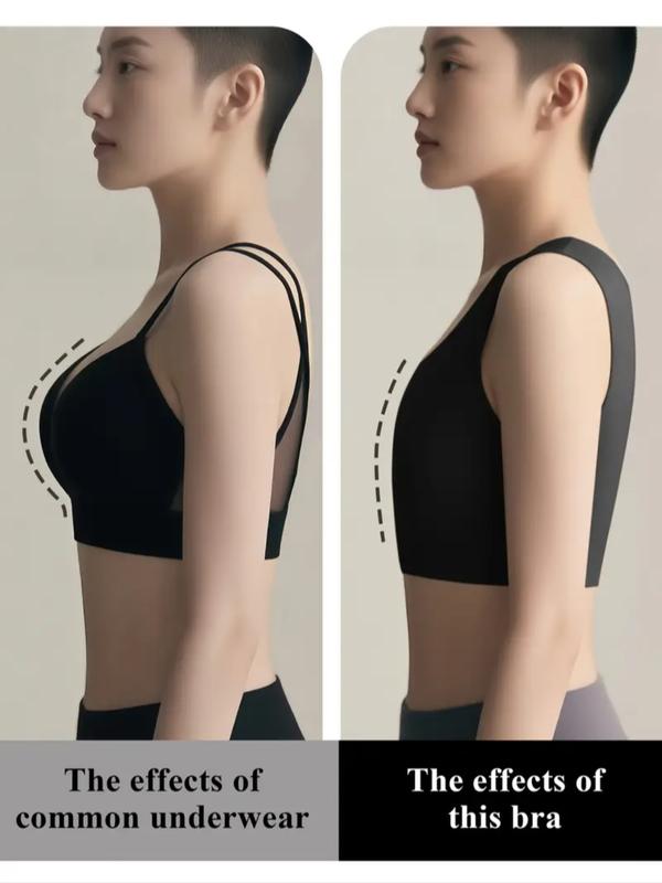 Wireless invisible strapless vest, women's seamless corset bra, wide shoulder strap design, light and breathable fabric, girls disguise as boys, tomboy corset underwear, large and small chest effect, flat chest shaping, Seamless Sports Bras