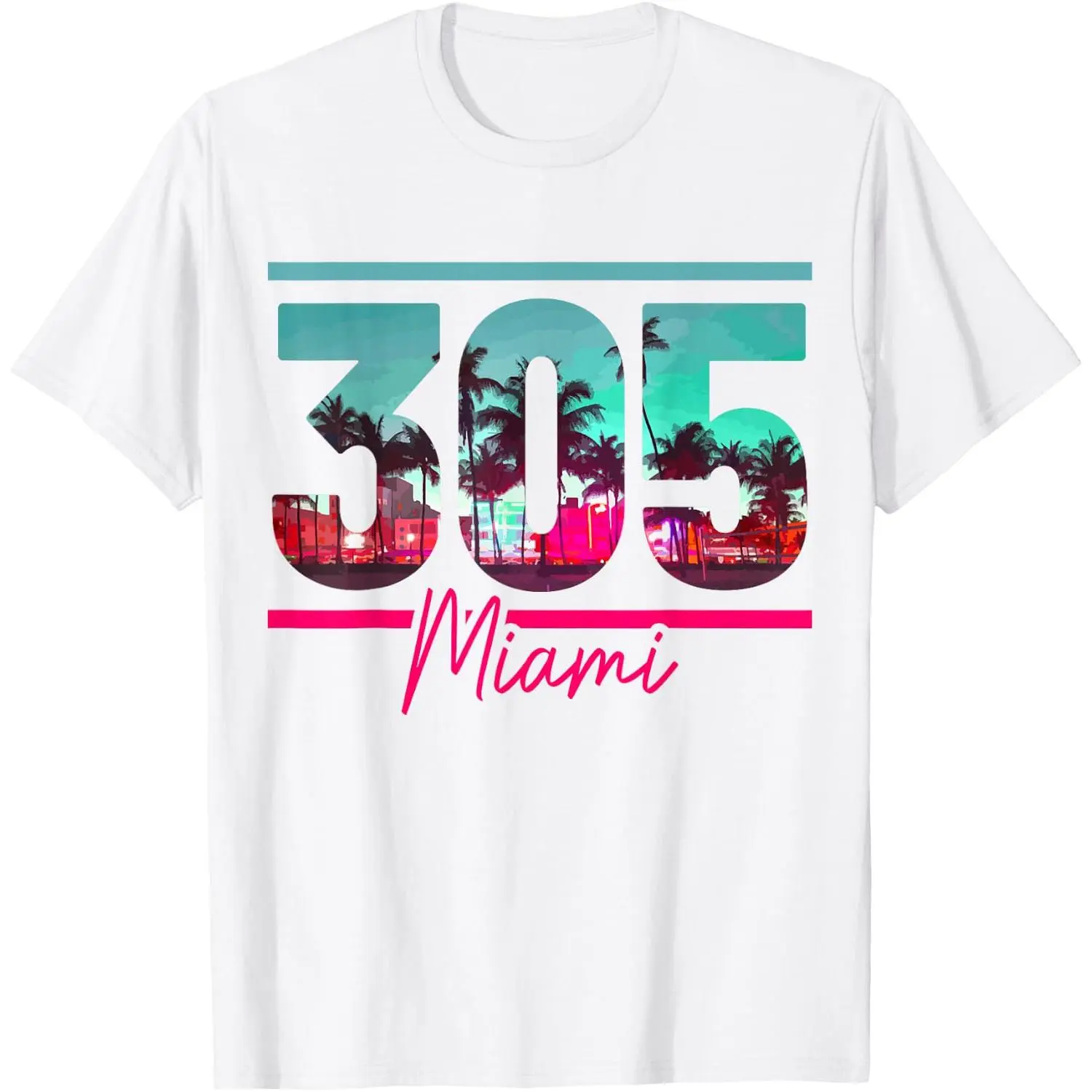 Miami 305 Area Code Florida Vintage Palm Trees Pride Retro T-Shirt
