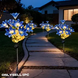 Solar Lily Lights Outdoor Garden Lawn Flower Lamp, Smart Light Sensor, Romantic Wedding Decoration, Suitable for Yard, Fence, Party, Garden, Outdoor Pathway Lighting, Outside Lights, Solar Landscape Lights, Solar Post Lights #GLOBAL PICKS