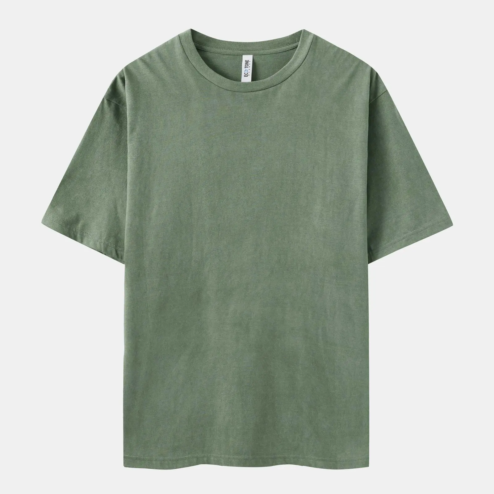 Men's Vintage Wash Crewneck T-Shirt, Plain Shortsleeve Streetwear Top in Sage Green, Machine Washable Valentines Day Gift for Him, Casual, Minimalist, Fitted, Clothes, Menswear, Round Neck, Tshirt, All Seasons, Cotton, Christmas