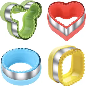 4 PCS Sandwich Cutter and Sealer, 4 Inches Uncrustable Maker Sandwich Cutters for Kids Lunch  Fun Shapes School lunch, cookie cutters, diy Stainless Steel Mold