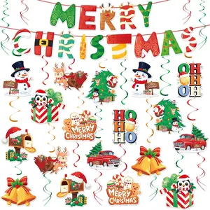 Christmas Decor Set: Banner &  Swirls - for , Office, Classroom Indoor Christmas Party Decorations