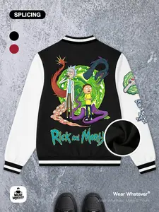 Rick and Morty Baseball Jacket, Graphic Print, Casual Fitted Style, Breathable and Warm, Unisex Fashion Coat for Outdoor Activities