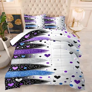 3pcs Valentine's Day Quilt Set, Soft Comfortable Lightweight Breathable Printed Bedding, Summer Quilt with 2 Pillowcases No Pillows Included
