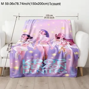 [Bliss Weave] K-Pop Demon Hunter Flannel Blanket - Soft Lightweight Cozy For Bed Sofa Camping Travel Halloween Christmas Gift For All Ages,Birthday Gift, Christmas Gift,