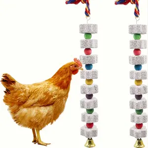 1 Piece Large Chicken Biting Toy with Colorful Calcium Stone and Bell - Durable Chew Rope and Stone Grinding Toy for Chickens, Parrots, and Small Pets, Chicken Coop Entertainment Accessories