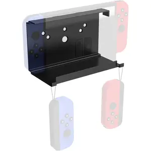 Wall Mount Compatible for   1 and OLED, Metal   Console Shelf and Holder with Joy Con Brackets, Store your  Console Safely  the Wall Mount Beside the TV, Black