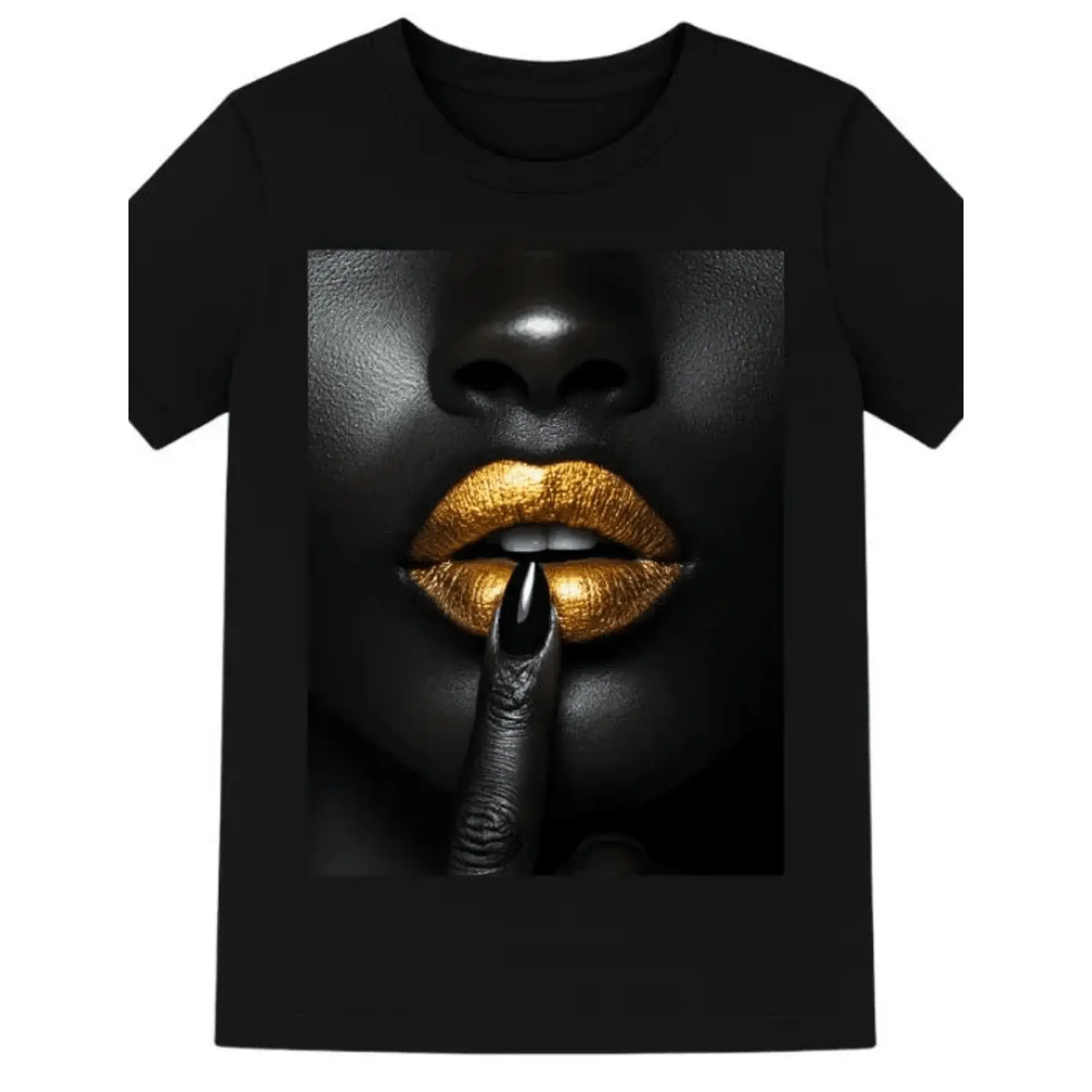 African Women With Gold Lips T-Shirt, Black Pride Afro Tee, Flirty Seductive T Shirt, Lipstick Shirt, Fashion Wear, Tee