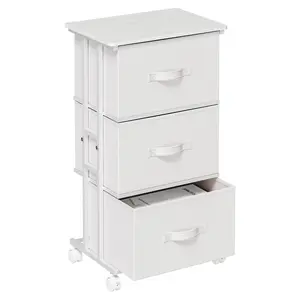 3-Drawer Dressers with Wheels, Sturdy Steel Frame Storage Cabinet Organizer with Removable Fabric Bins for Bedroom, Living Room