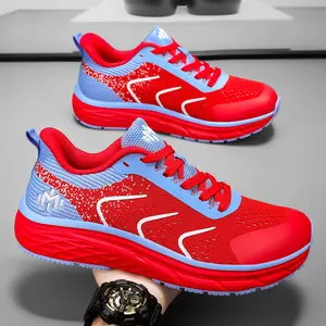 Lace Up Mesh Low Top Sneakers for Men Women Breathable Lightweight Running Shoes Bohemian Color Block Print Thick Soles Outdoor Sports Footwear