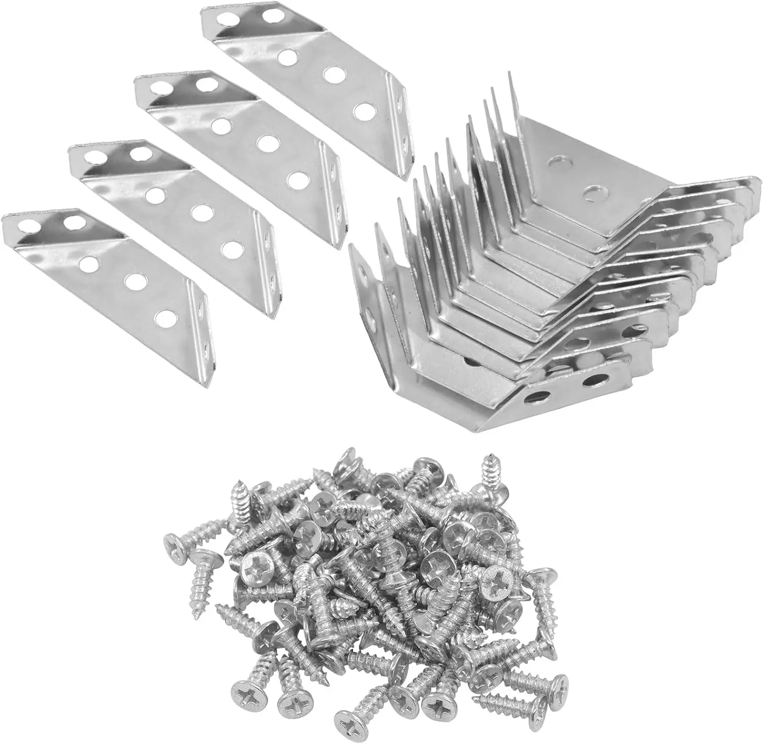 Trapeziform Angle Brackets Stainless Steel Corner Braces for Desk Edge Box Wood Beam Pack of 10 High-Quality Brushed Surface Structural Support Multifunctional Design