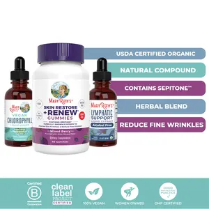 MaryRuth's Chlorophyll, Skin Renew Gummies, & Lymphatic Support Bundle - Vegan Chlorophyll Liquid Drops 2 oz - Skin Restore + Renew Gummies 60 ct - Lymphatic Support Herbal Blend Liquid Drops 1 oz
