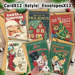 24pcs Christmas Fun Santa Claus Greeting Cards Set with Envelopes