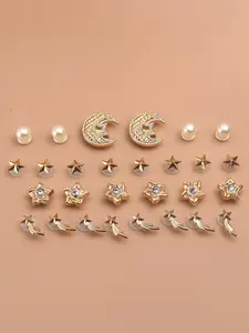 28pcs gold Casual DIY Removable Decorative Shoe Charms | Combination of Moon and Stars, Galaxy Designs，Suitable for Beach Shoes Sandals Slippers Decoration, Perfect Holiday Gift, Shoe Accessories, Shoe Adornments, Shoe Embellishment Set