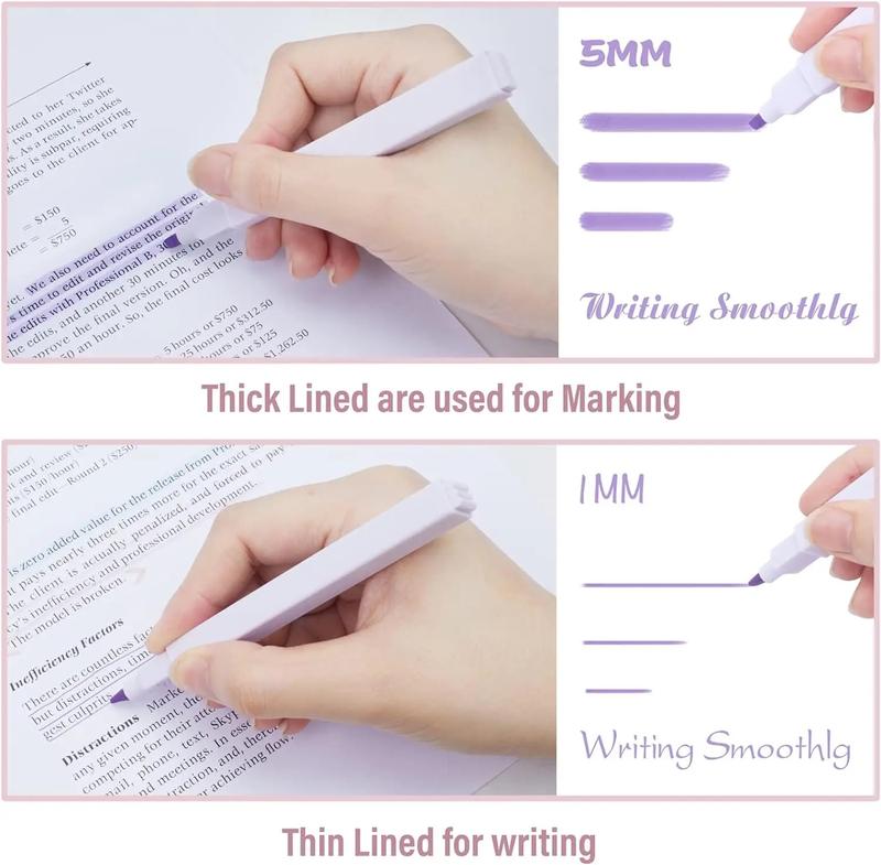 Aesthetic multicolored highlighter marker pen set. 12PC. Pastel colors| no bleed assorted color Highlighters for School and Office supply