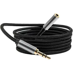 2-Pack 4.9ft/1.5m 3.5mm TRS Male to Female Headphone Extension Cable, Aux Cord Extender, Audio Jack Extender, Black, for Headphones, iPhone, iPad, Smartphones, Tablets, Laptops, Media Players