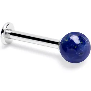 14G 3/8 Blue Lapis Natural Stone Labret Tragus Earring