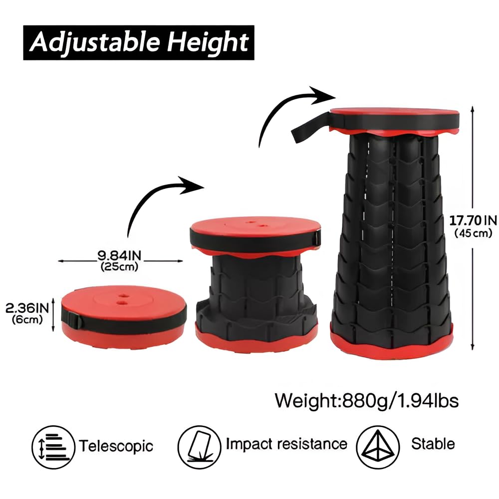 Retractable Portable Folding Chair Lightweight Compact Camping Seat with Handle and Sturdy Design Suitable for Fishing Parties Outdoor Activities Hiking Durable Outdoor Gear