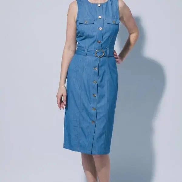 denim belt dress kpop - TikTok Shop