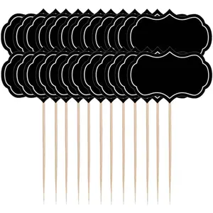 24 Pieces Cheese Markers for Charcuterie Board Buffet Labels Food Tags Blank Toothpick Flags Appetizer Signs Chalkboard Cupcake Toppers Picks for Wedding Birthday Party Decorations
