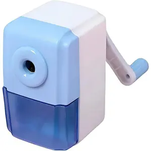 Colored Pencil Sharpener for  with -Handle Operation,Pencil Sharpener Manual with Transparent Container and Non-Slip Base(1 Pack,Blue)