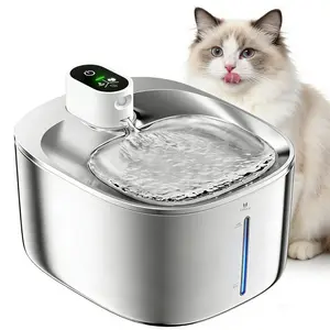 Wireless Cat Water Fountain, 135 Fl Oz/4L Battery Operated, Stainless Steel, 3 Work Modes, Cordless Pet Fountain for Cats & Dogs