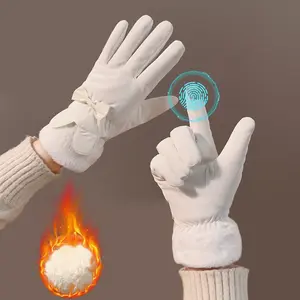 Women Winter Thick Plush Gloves, Fashion Warm Outdoor Guantes, Lady Touchscreen Driving Gloves, Sports Cycling Mittens, Non Slip Gloves