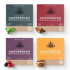 Underbrush Variety Pack Remineralizing Natural Gum, Sugar Free Xylitol Gum with Hydroxyapatite, Supports Fresh Breath and Oral Health, Tree Sap Base, Gluten Free, No Sucralose or Aspartame, 4 Pack