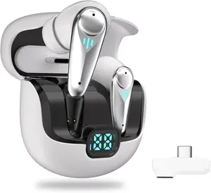 2.4GHZ Wireless Gaming Earbuds,30MS Low-Latency,Bluetooth 5.4,with ANC Active Noise Cancelling,Compatible with Meta Quest 3/2,Steam Deck,PS5/4,VR,PC,Switch (Whlte)