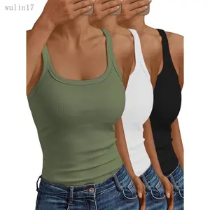 2026Women's Solid Scoop Neck Cami Top, Casual Sleeveless Spaghetti Strap Top for Daily Wear, Basic Tops, Ladies Clothes for All Seasons Crochet V-Neck Button-Down Vest solid color cami collar tank top Green Rayon