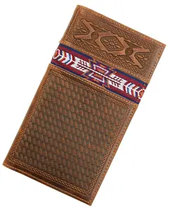 Cody James Men's Leroy Leather Southwestern Woven Inlay Rodeo Wallet - Cjafa24wt2-Bn