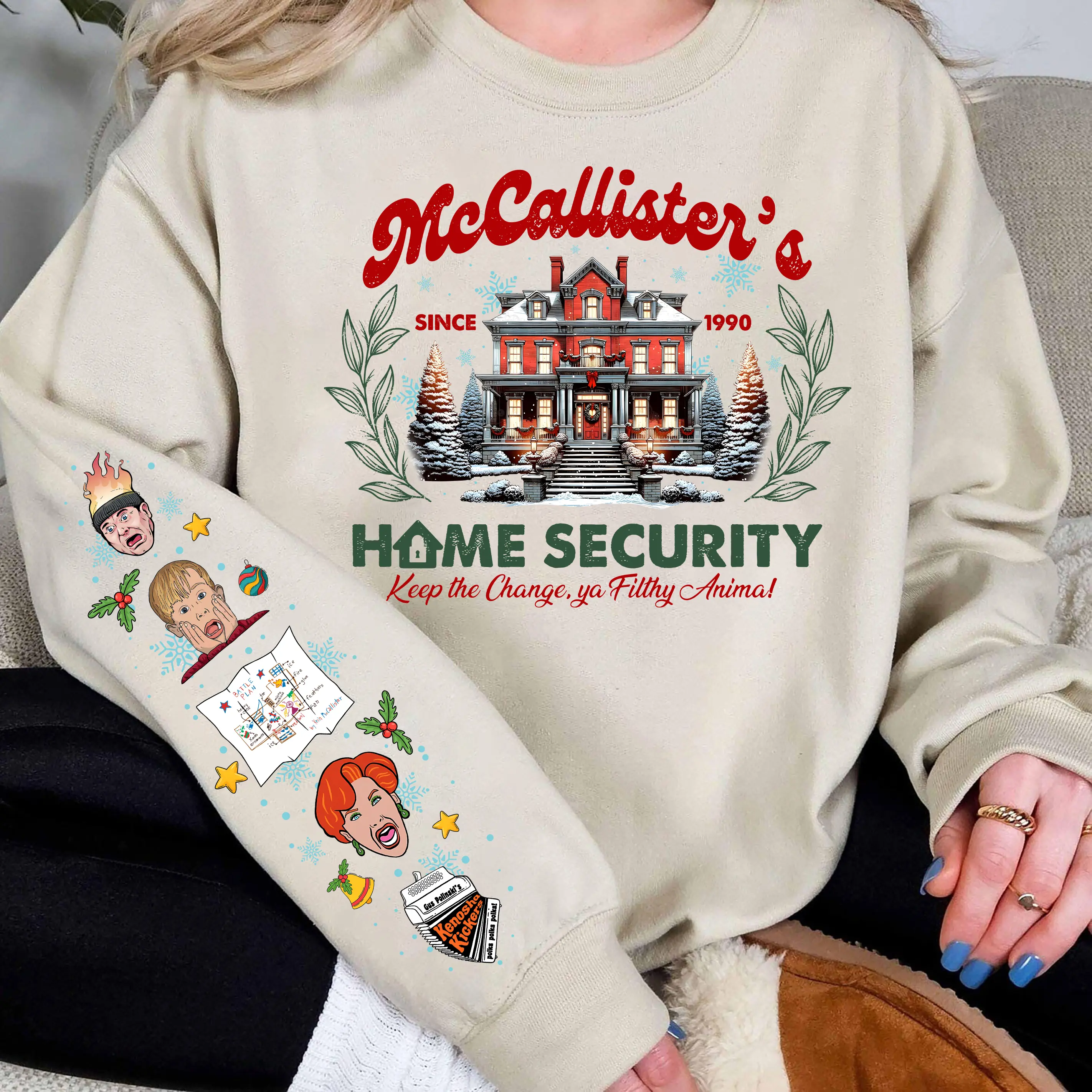 Vintage Home Alone Christmas Movie Sweatshirt, Home Security Shirt, McCallister 90s Movie Shirt, Xmas Gifts, Retro Christmas Sweater, Christmas Shirt
