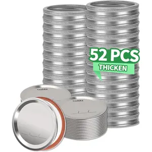 52 count Mason Jar Lids with Rings Regular Mouth, Upgrade Canning Lids with Rings/Bands for Ball, Kerr Jars and More, Split-Type with Leak Proof & Airtight,  Grade Material for Mason Jars