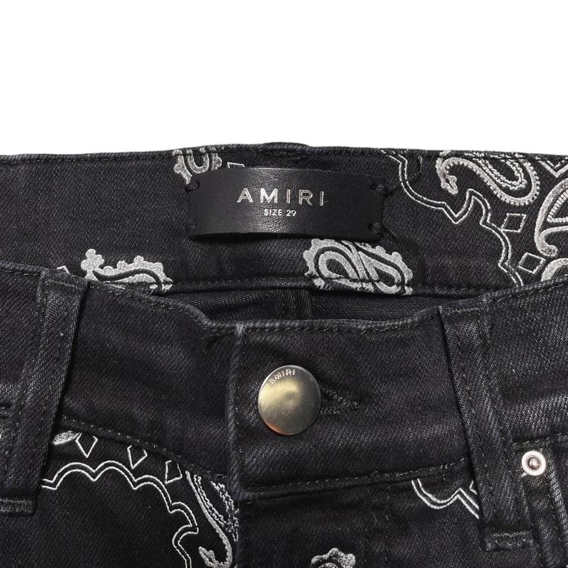 Amiri Flocked Paisley Bandana Jeans Aged Black